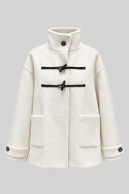 White Woolen Coat and Brown Skirt Set-Up