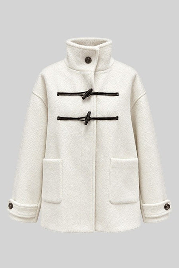 White Woolen Coat and Brown Skirt Set-Up