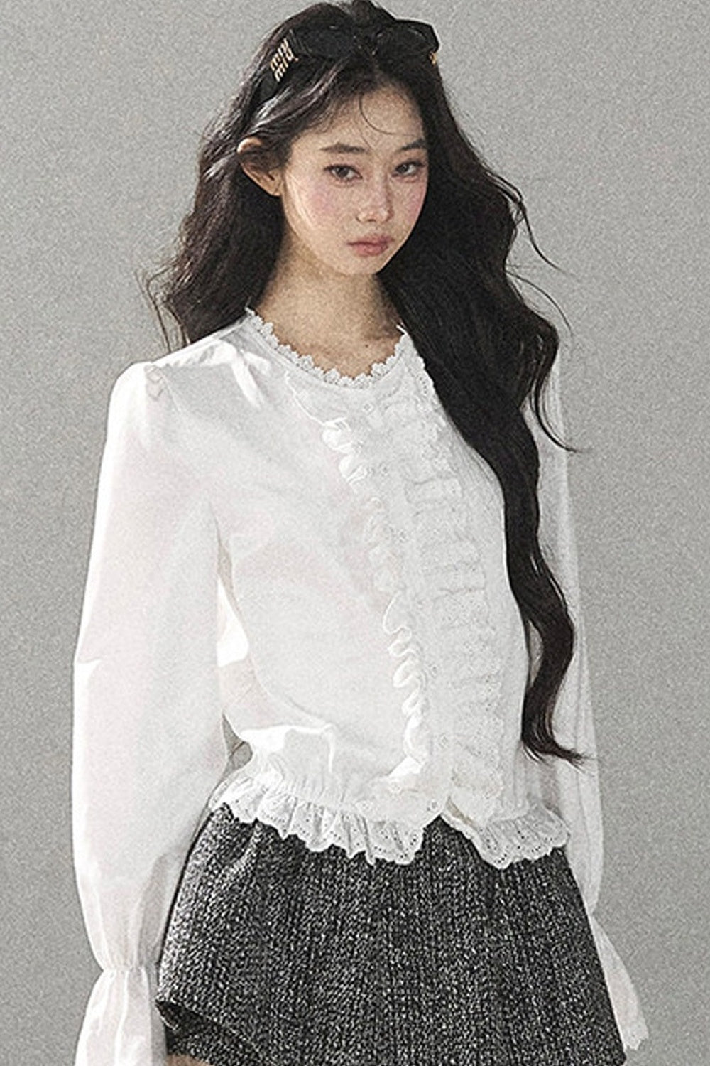 Ruffled Flared Sleeve Top