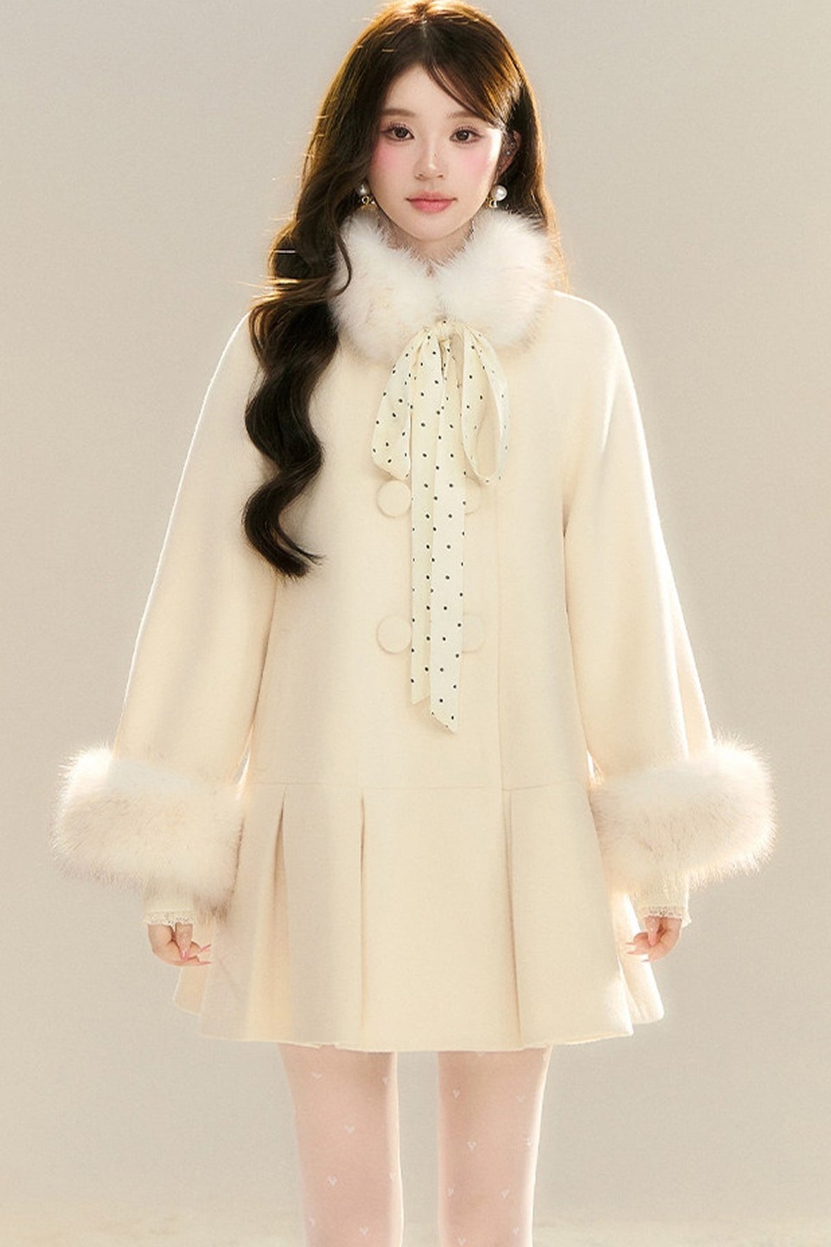 Bow Collar Woolen Coat
