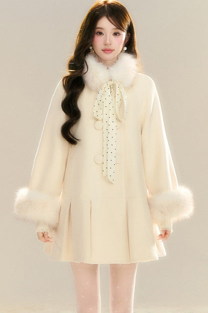 Bow Collar Woolen Coat