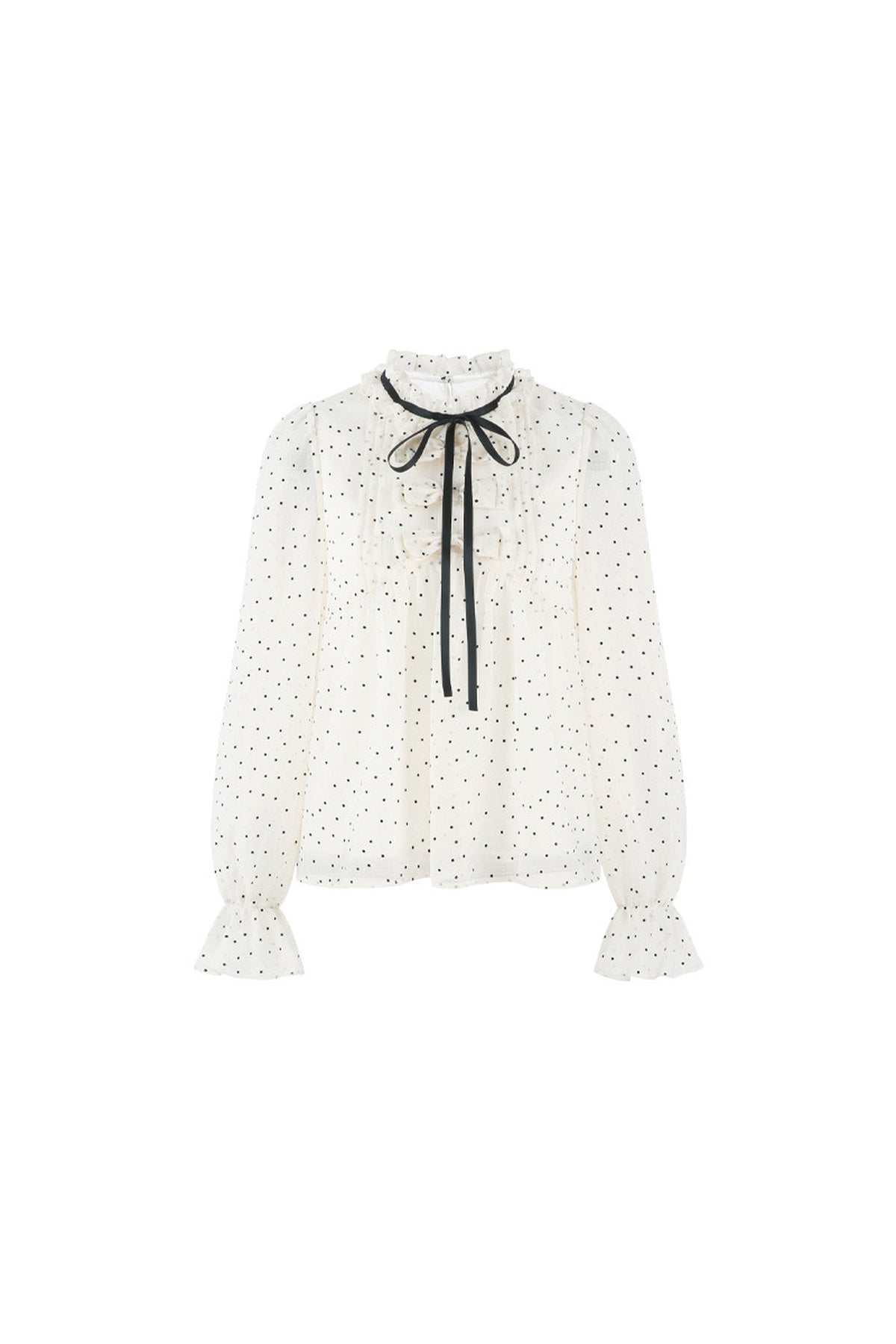 Polka Dot Chiffon Blouse and Skirt Set-Up