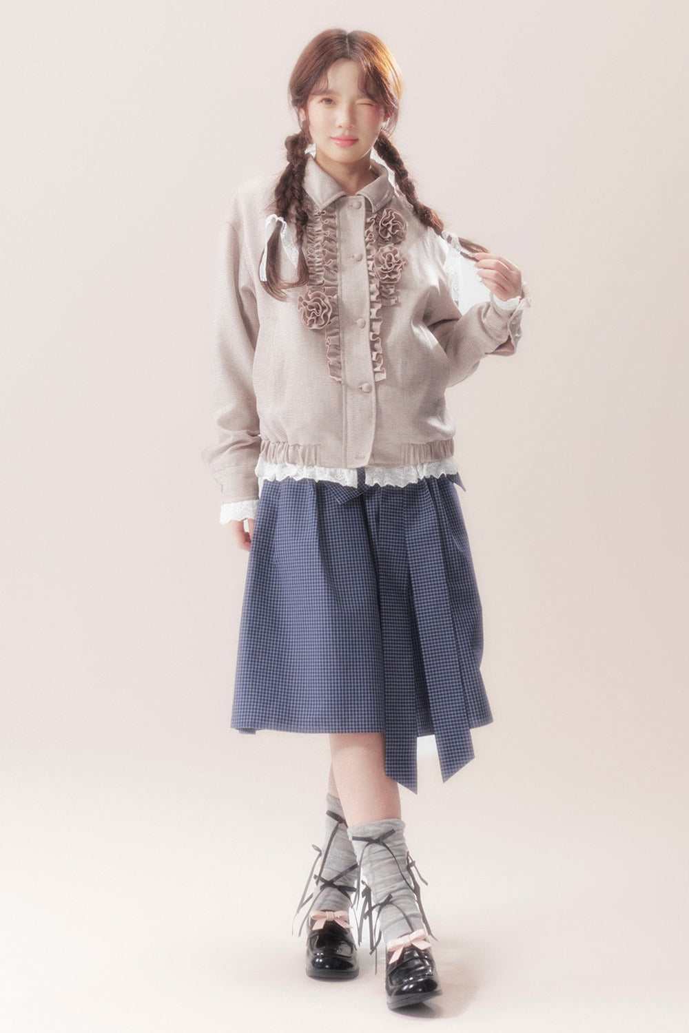 3D Rose Patchwork Ruffle Jacket