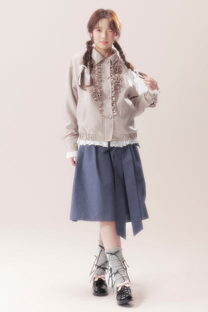 3D Rose Patchwork Ruffle Jacket