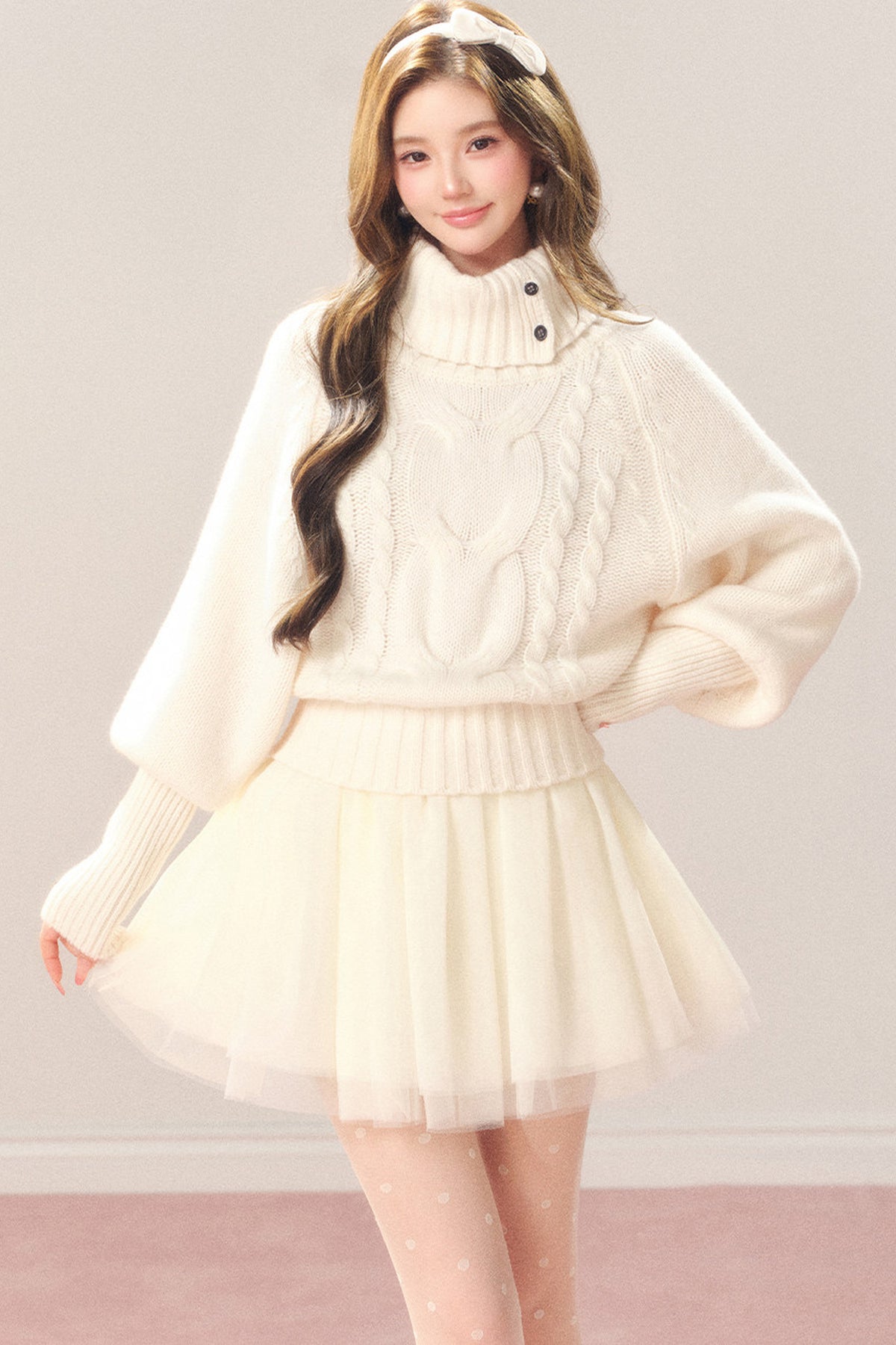 Cross-Button Lapel Knit Sweater