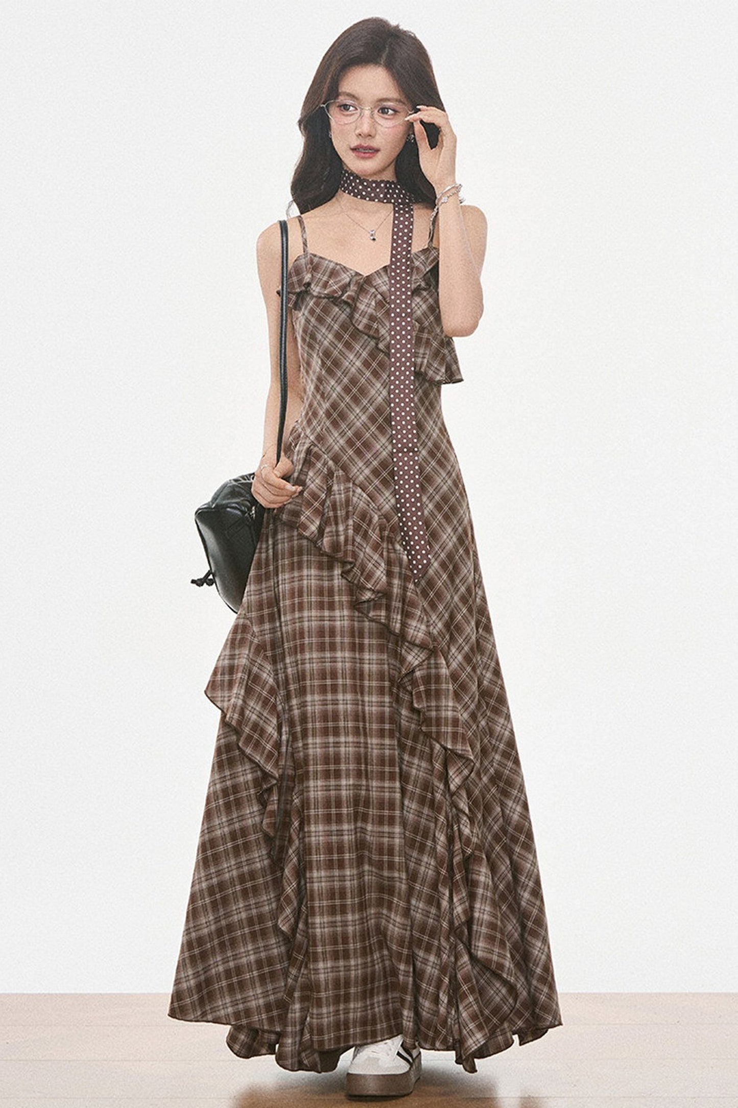 Petite Suede Blazer and Plaid Dress Set-Up