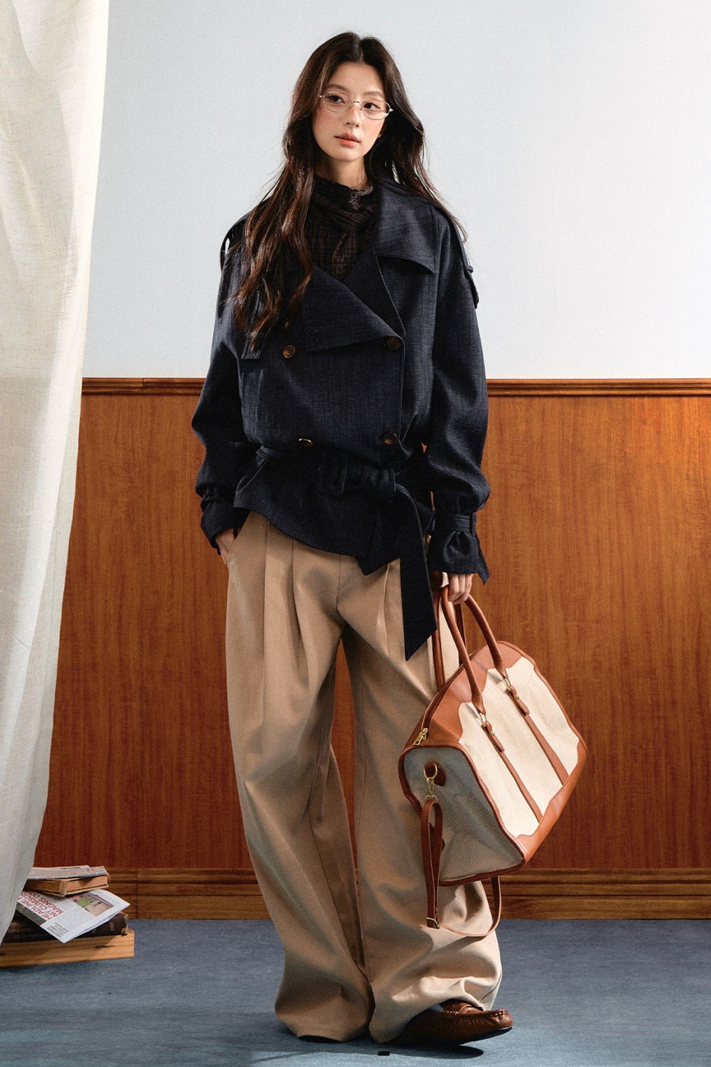 Retro Denim Trench Coat