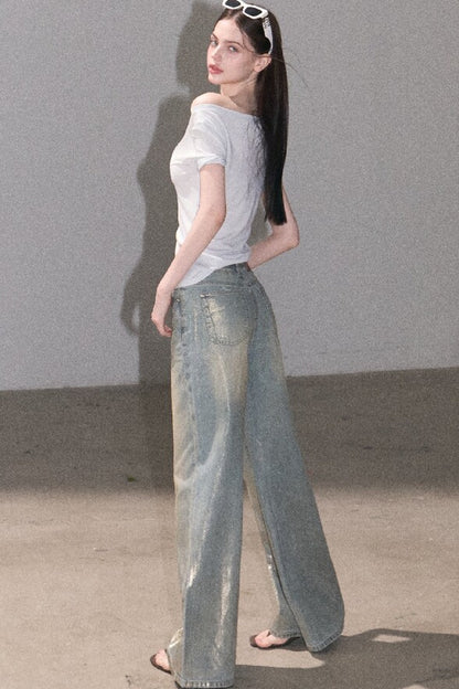 Retro Gradient Cotton Jeans