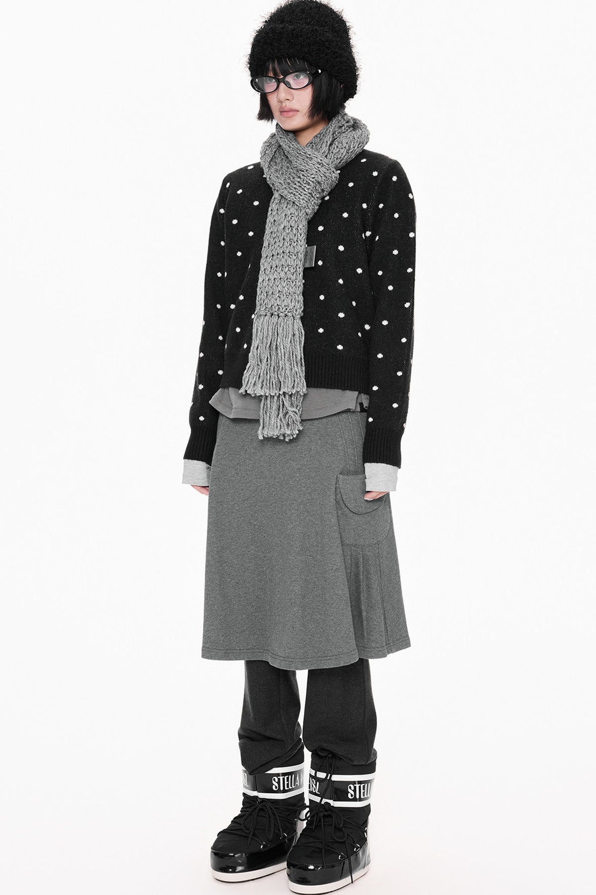 Polka Dot Short Knit Cardigan
