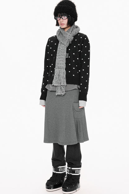Polka Dot Short Knit Cardigan