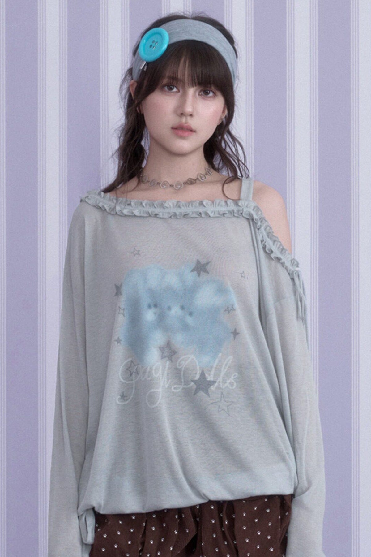 Hazy Bunny Off-Shoulder T-Shirt