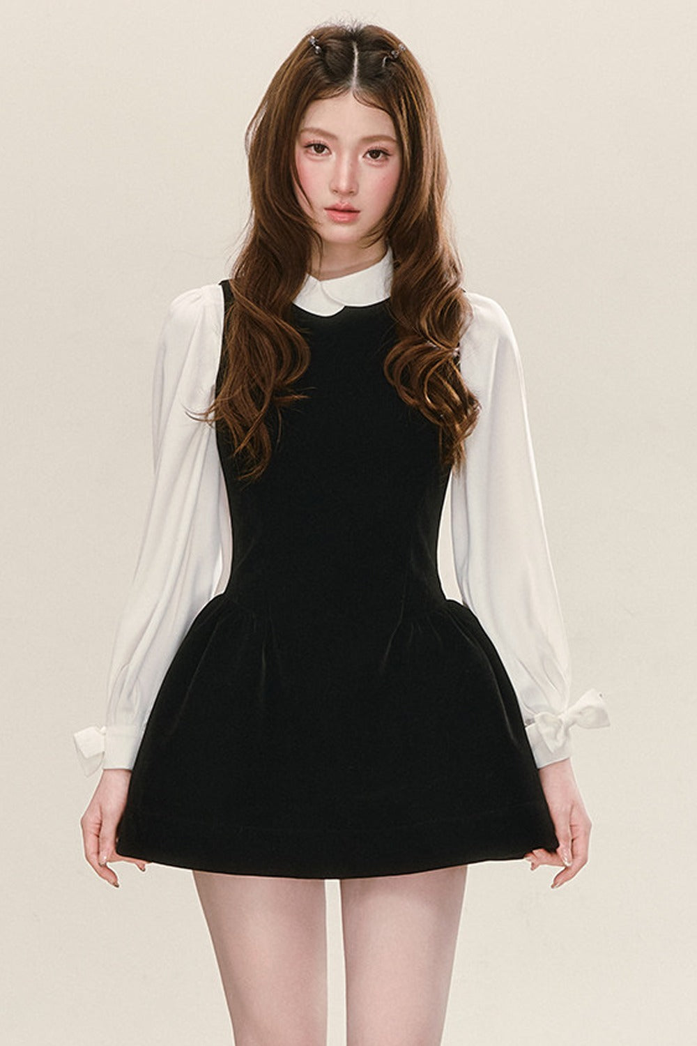 Sleeveless Black Tank Dress and Shirt Set