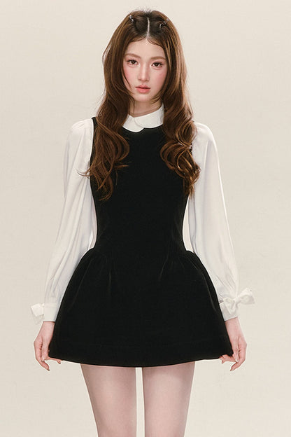 Sleeveless Black Tank Dress and Shirt Set
