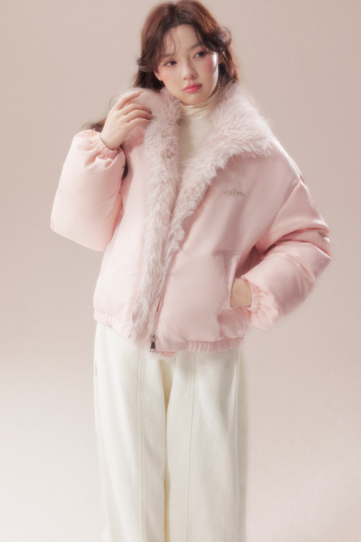 Patchwork Plush Down Jacket