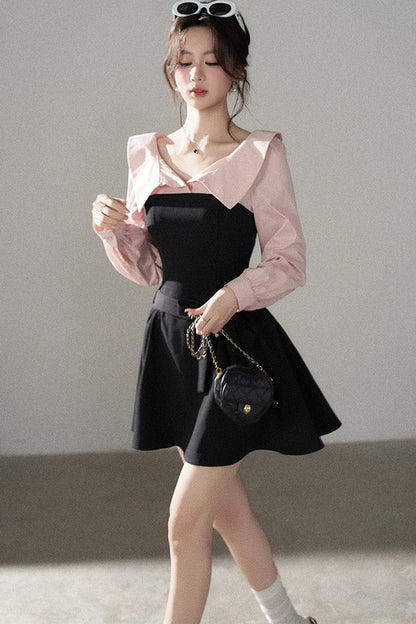 Black Flared Shirt Dress