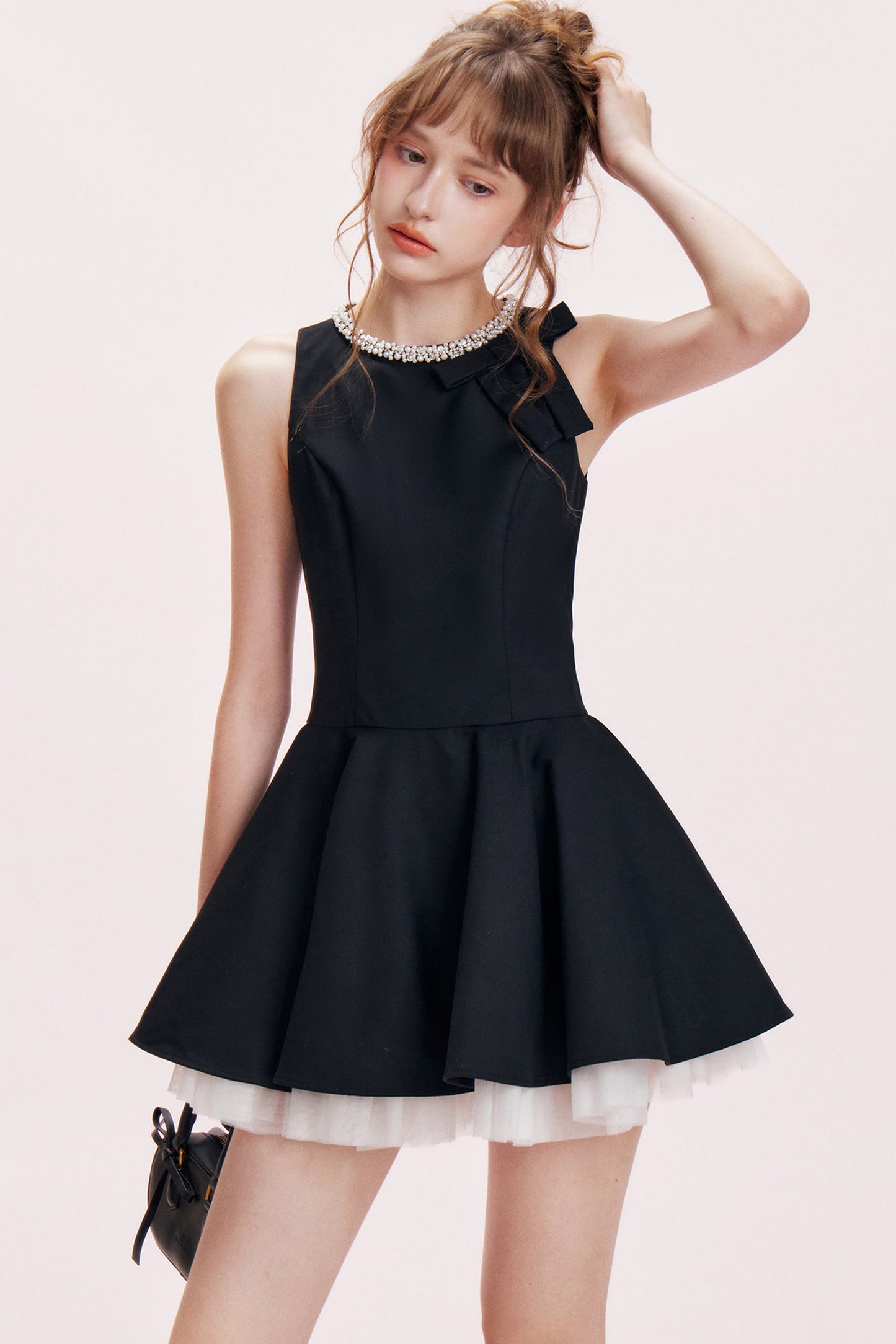 Rhinestone Bow A-Line Dress