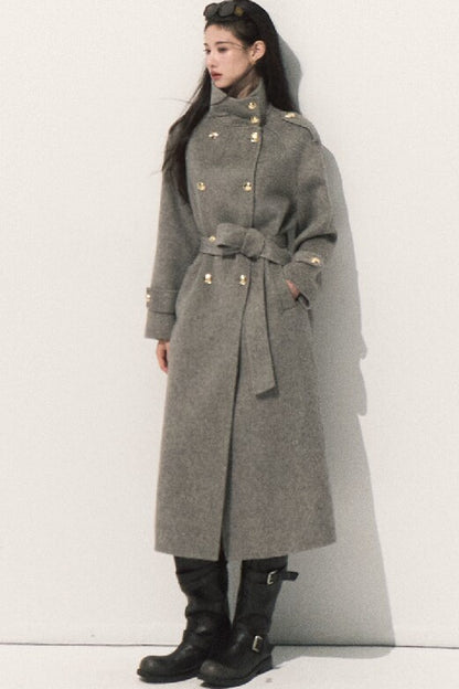 Cappotto in pura lana con cintura