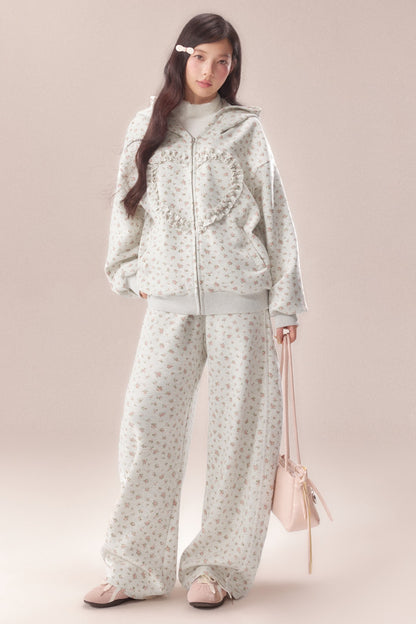 Floral Heart Hoodie and Scimitar Pants Set-Up