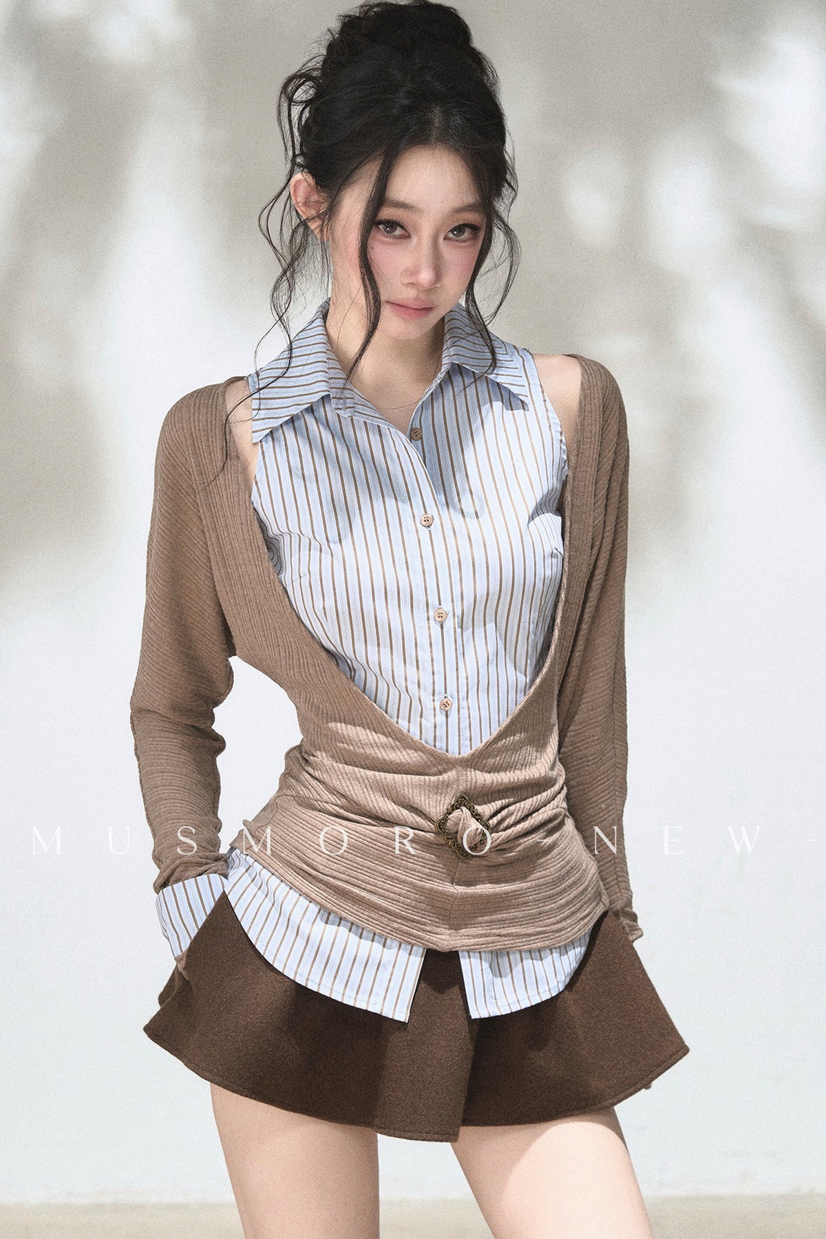 Layered-Look Knit Top Set-Up