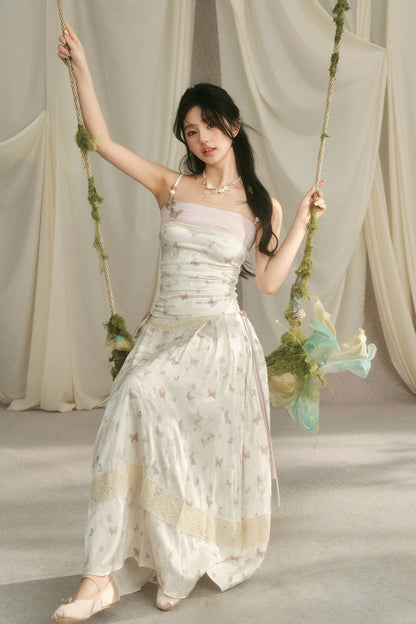 Butterfly Embroidered Cami, Mamian Skirt and Top Set-Up