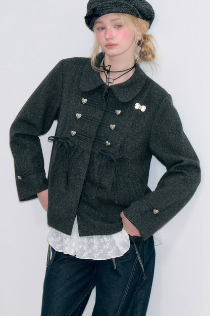 Doll Collar Bow Wool Coat