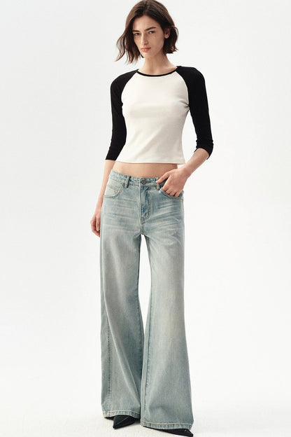 Distressed Wide-Leg Jeans