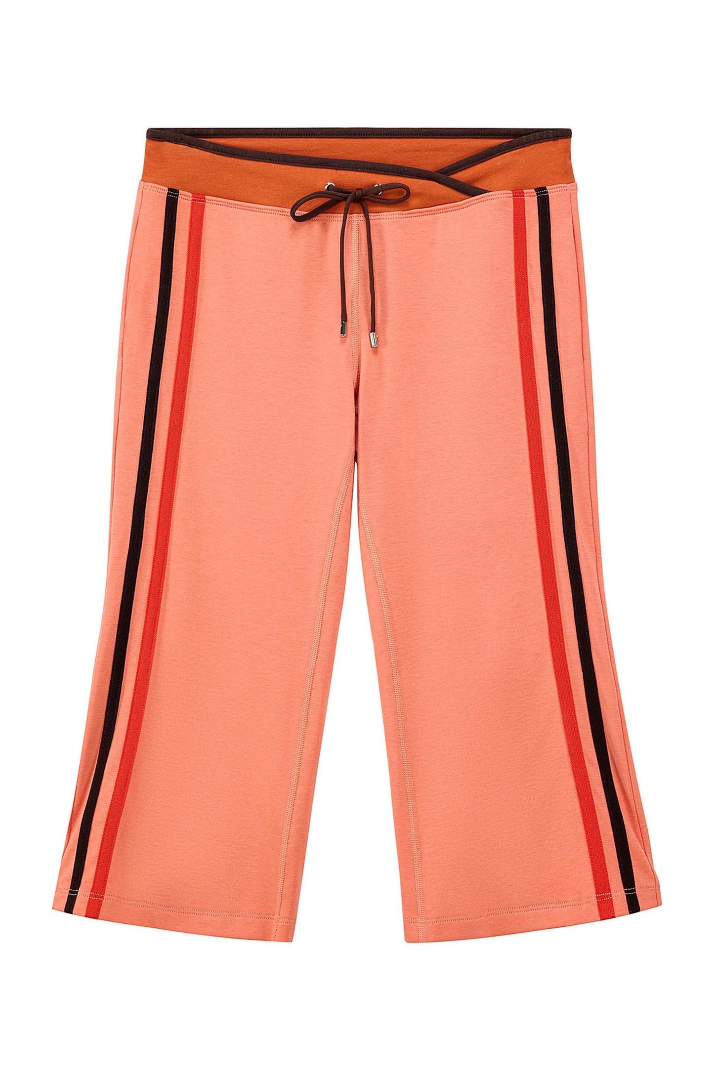 Low-Waist Color-Block Drawstring Knit Capri Pants
