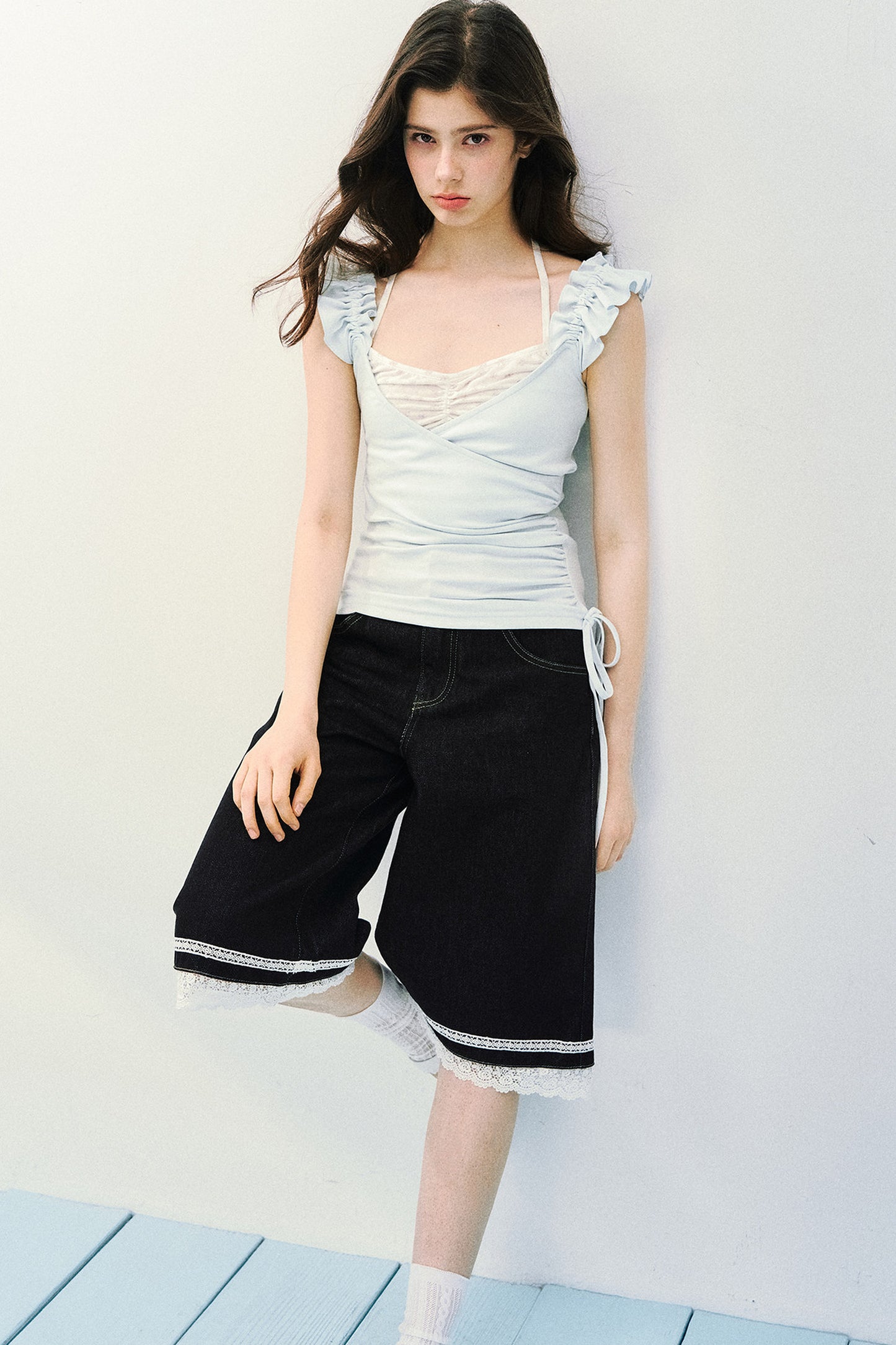 Flutter Sleeve Spliced T-Shirt
