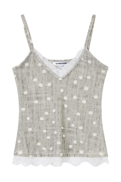 Lace Trim Tie-Front Knit Cardigan Set-Up