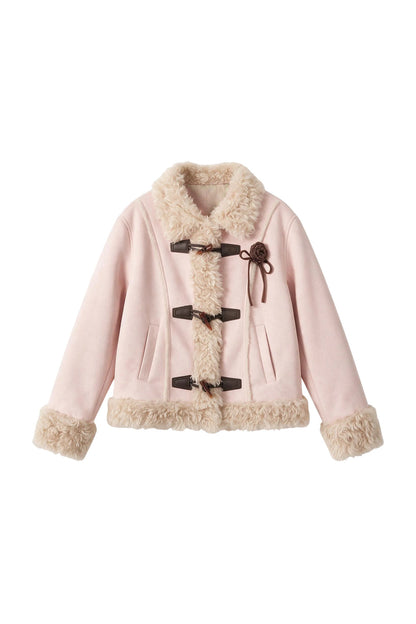 Warm Suede Faux Fur Toggle Jacket