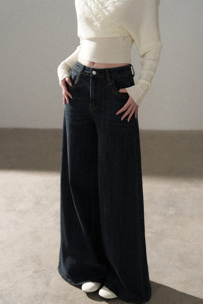 V-Neck Hollow Knit Top and Jeans Set-Up