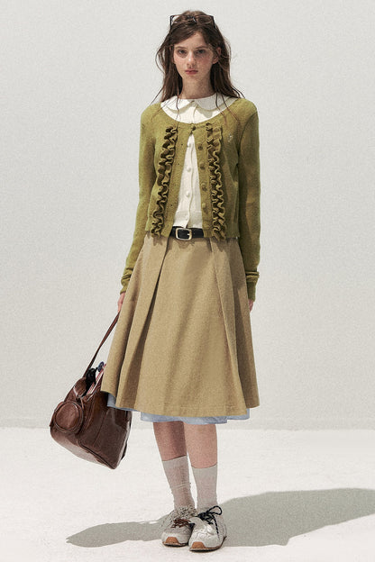 Layered-Look Floral Ruffle Sweater