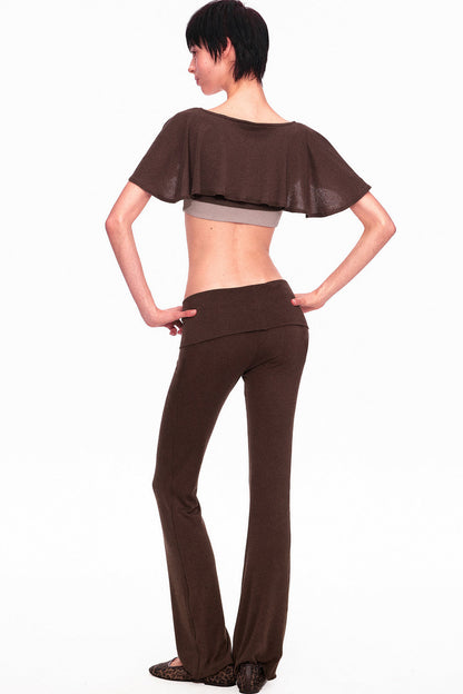 Wool Slightly Flared Cuffed Pants