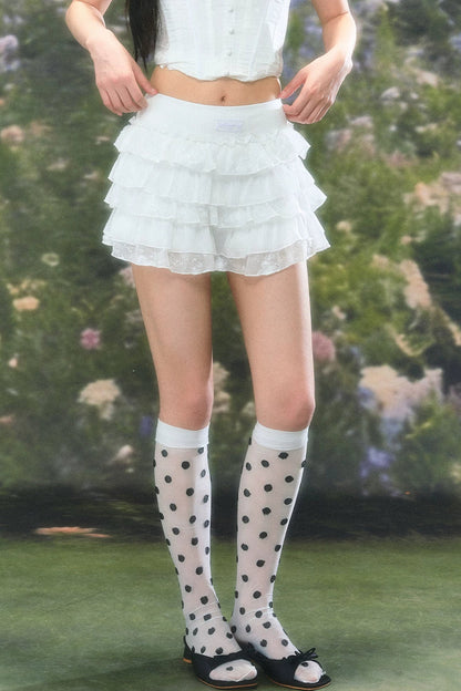 High Waist Lace Cake Skirt