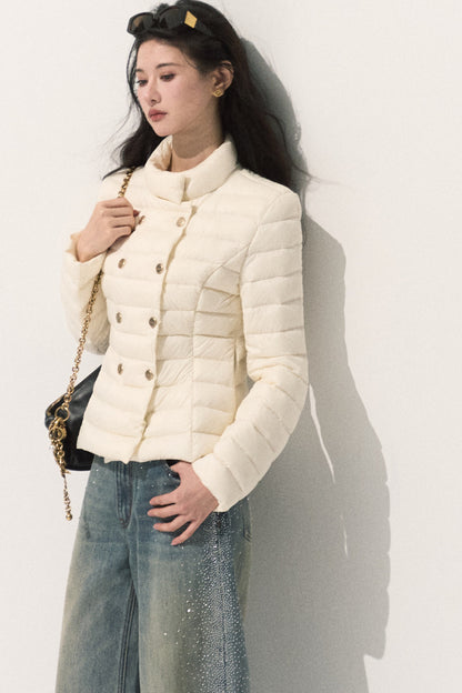 Ribbed Stand Collar Down Jacket