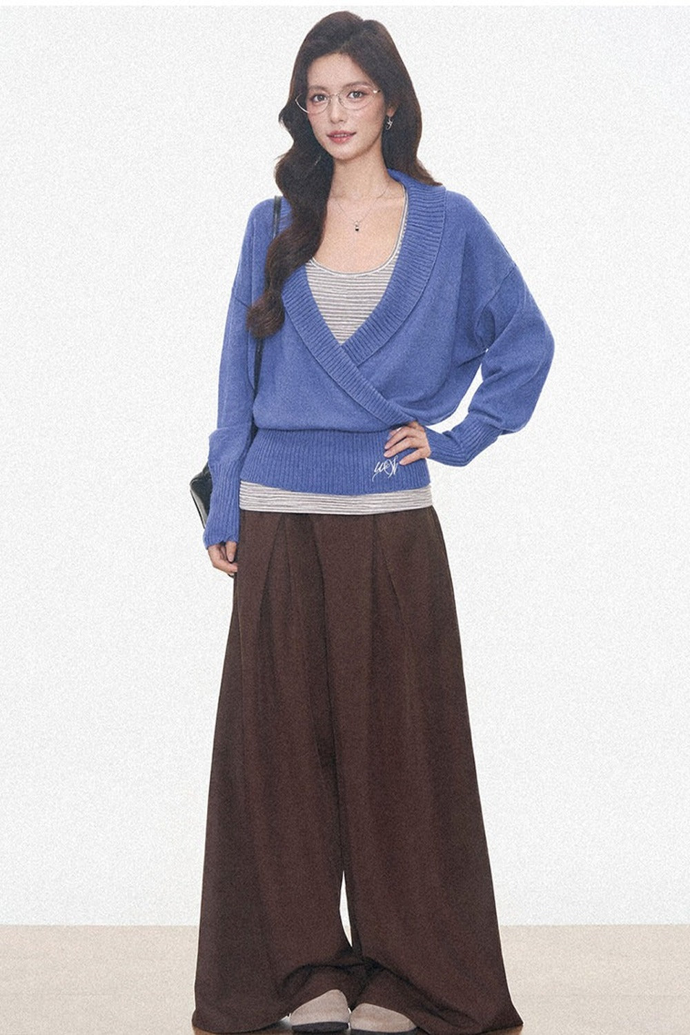 Westayone Long-Sleeved Knitted Sweater and Wide-Leg Pants Set-Up