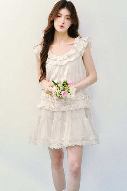 Rose Ruffled A-Line Dress