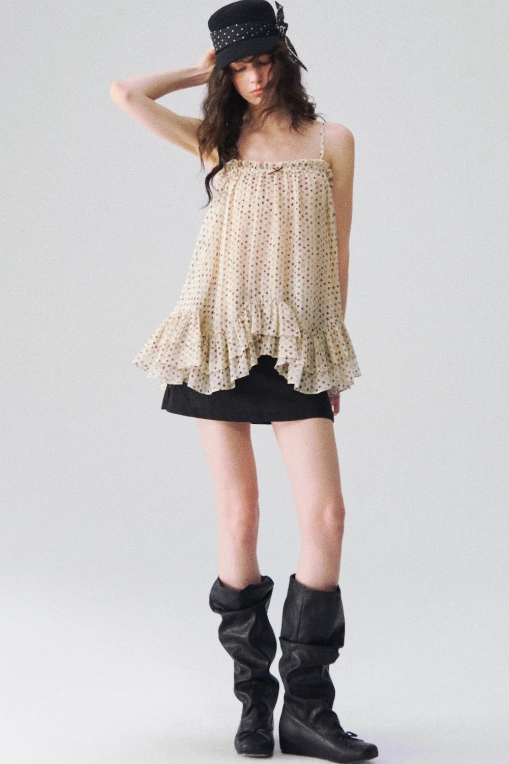 Airy Polka Dot Camisole Top
