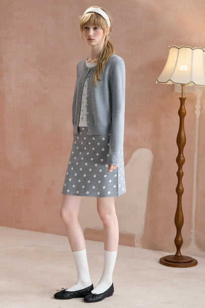 Retro Polka Dot Faux Two-Piece Knit Sweater Set-Up