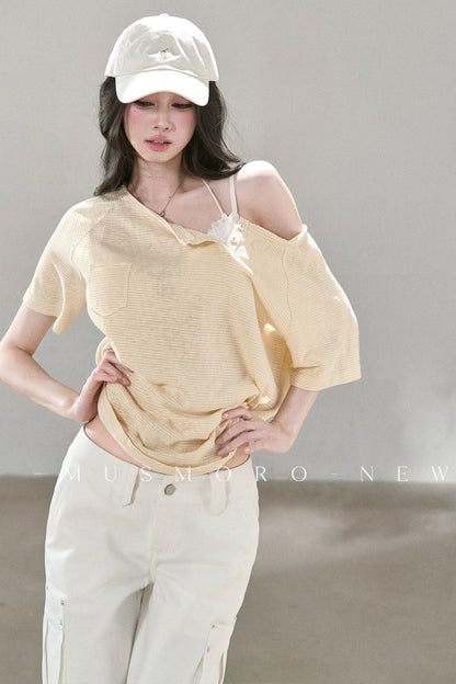 Fine Striped Double-Layered Top