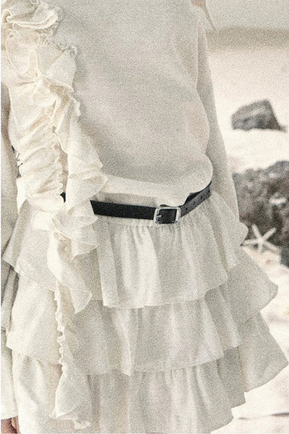 French Ruffled Off-Shoulder Dress