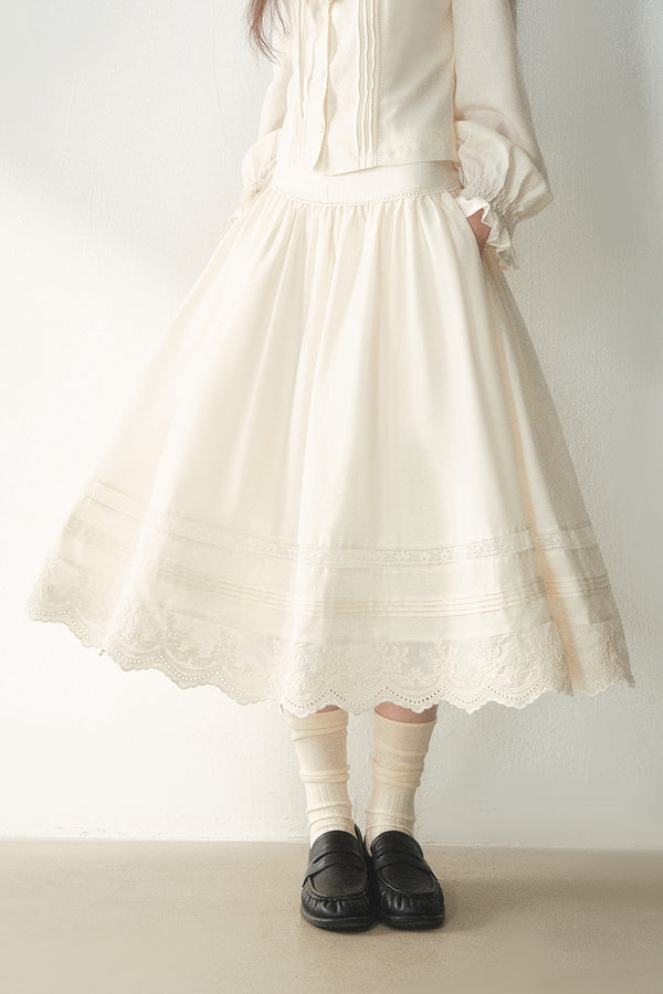 Ruffled Lyocell Shirt and Skirt Set-Up