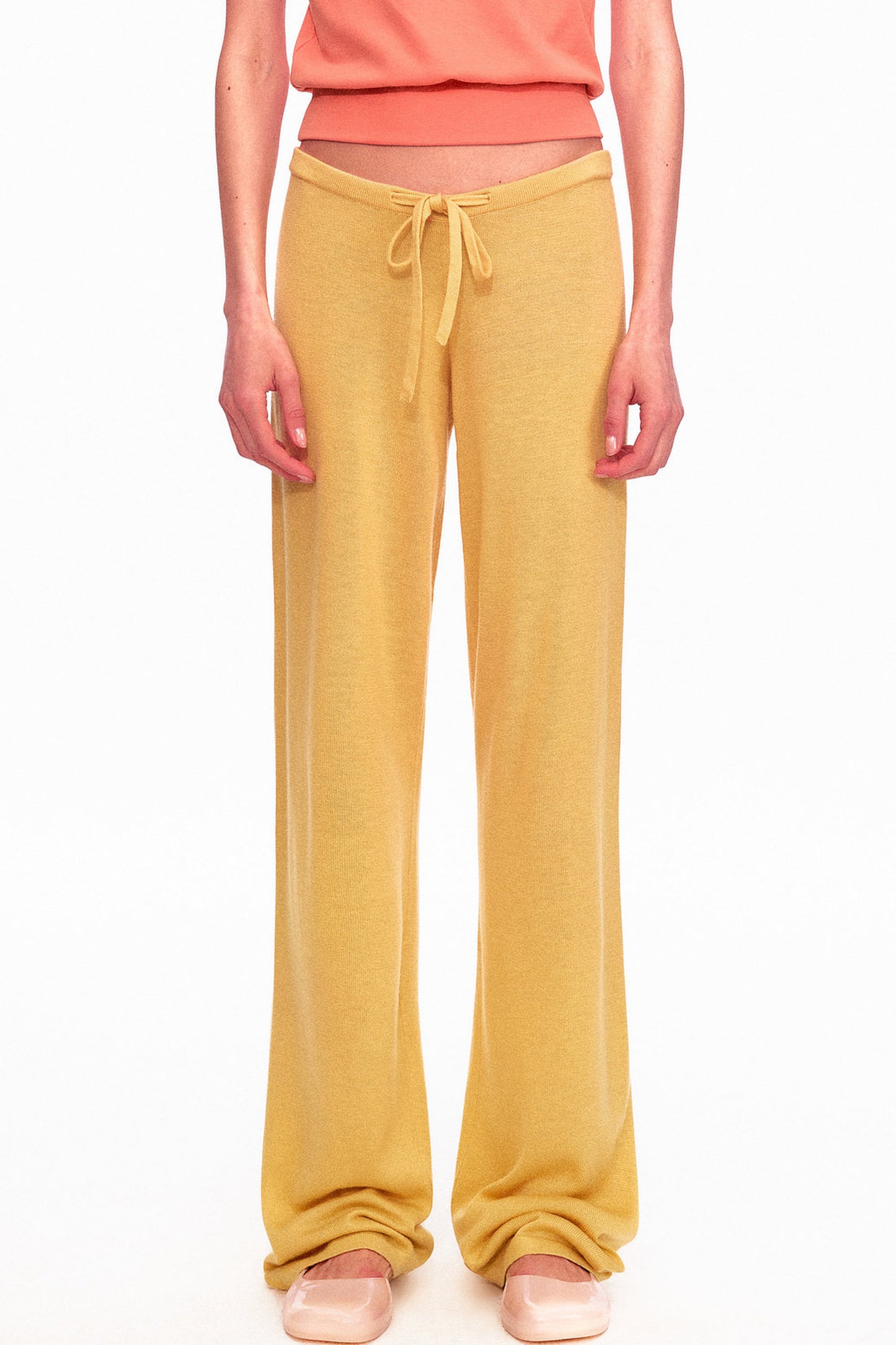 Wool Low-Waisted Drawstring Knit Pants