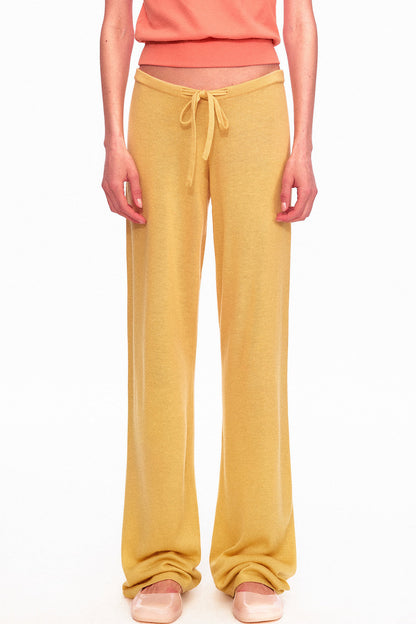 Wool Low-Waisted Drawstring Knit Pants