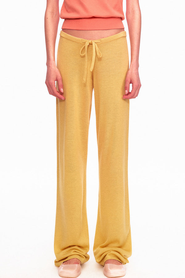 Wool Low-Waisted Drawstring Knit Pants