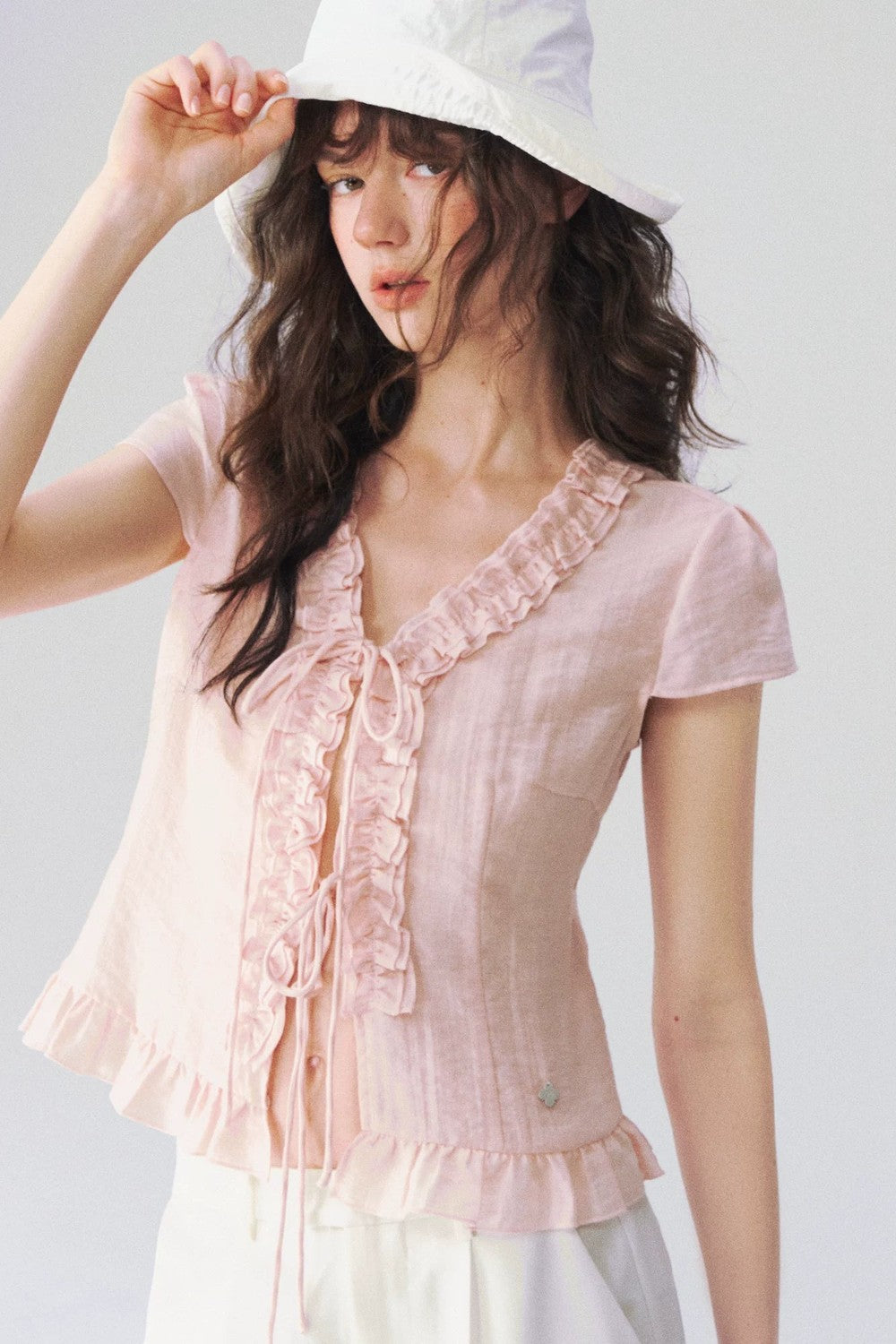 French V-Neck Lace Shirt