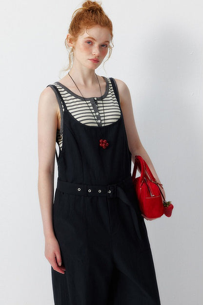 Navy Lyocell Wide Leg Jumpsuit