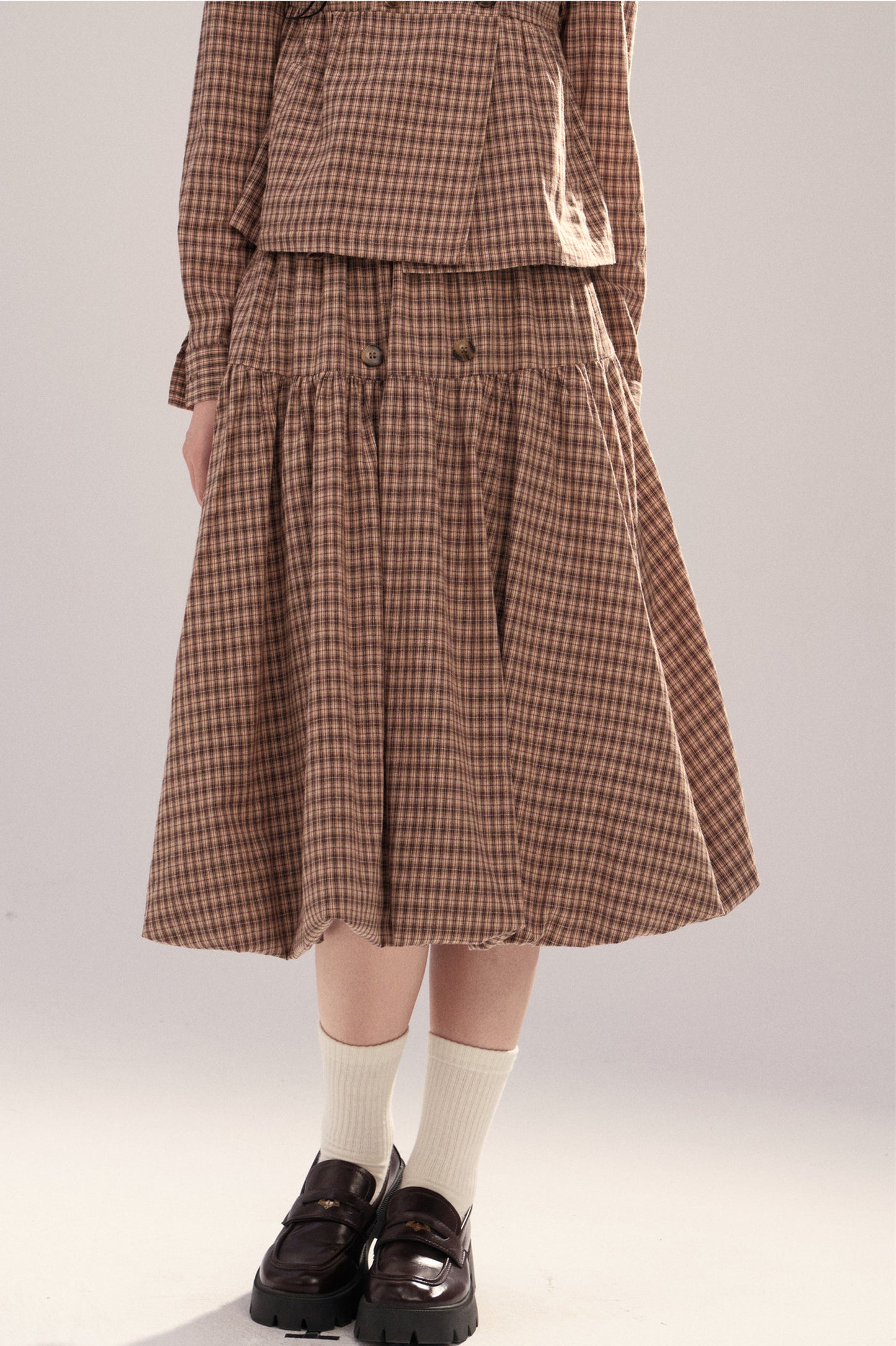 Retro Plaid Bubble Skirt