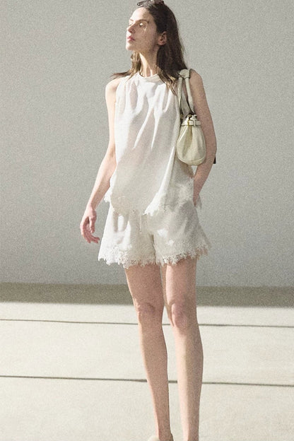 Lyocell-Camisole mit Spitze im Morgenstil