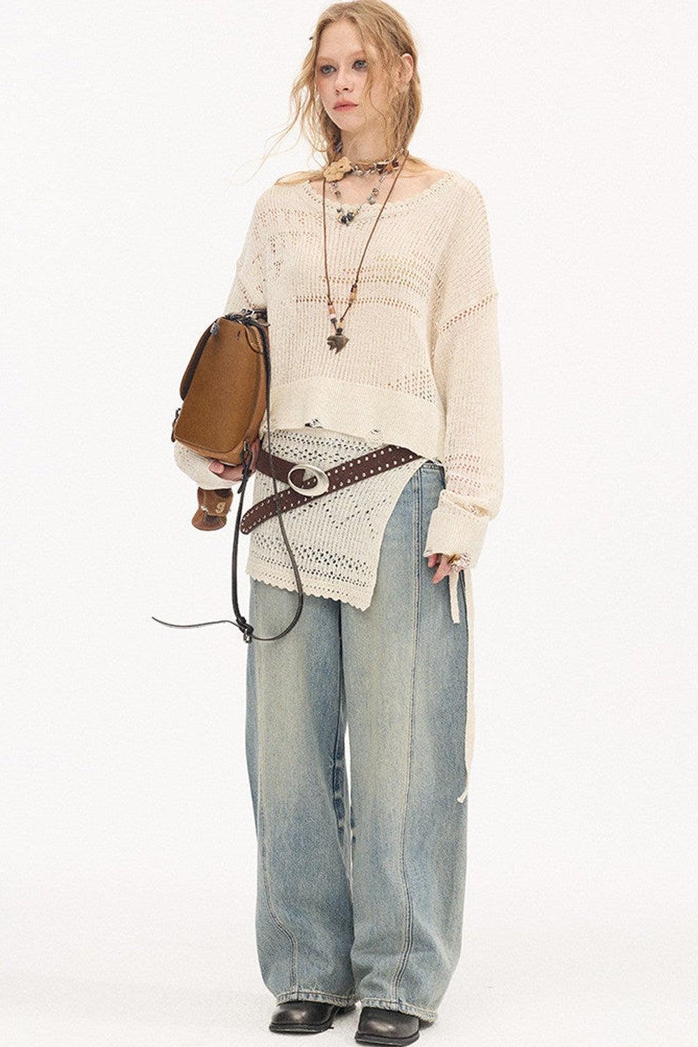 Asymmetrical Knit Off-Shoulder Top Set